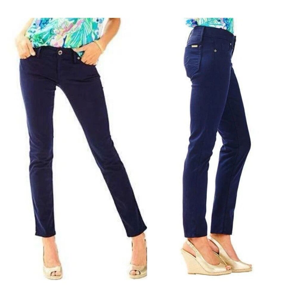 Lilly Pulitzer Worth Skinny Pants Midnight Navy Blue Preppy ankle size 2